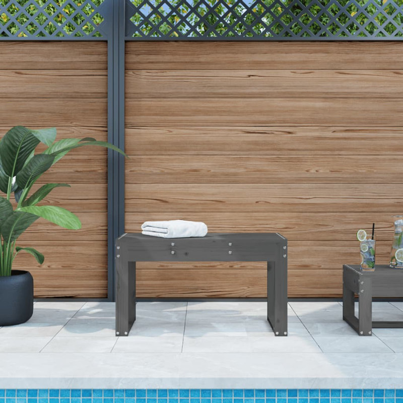 Dimmick Solid Wood Outdoor Bench, Grey, 45cm H x 80cm W x 38cm D