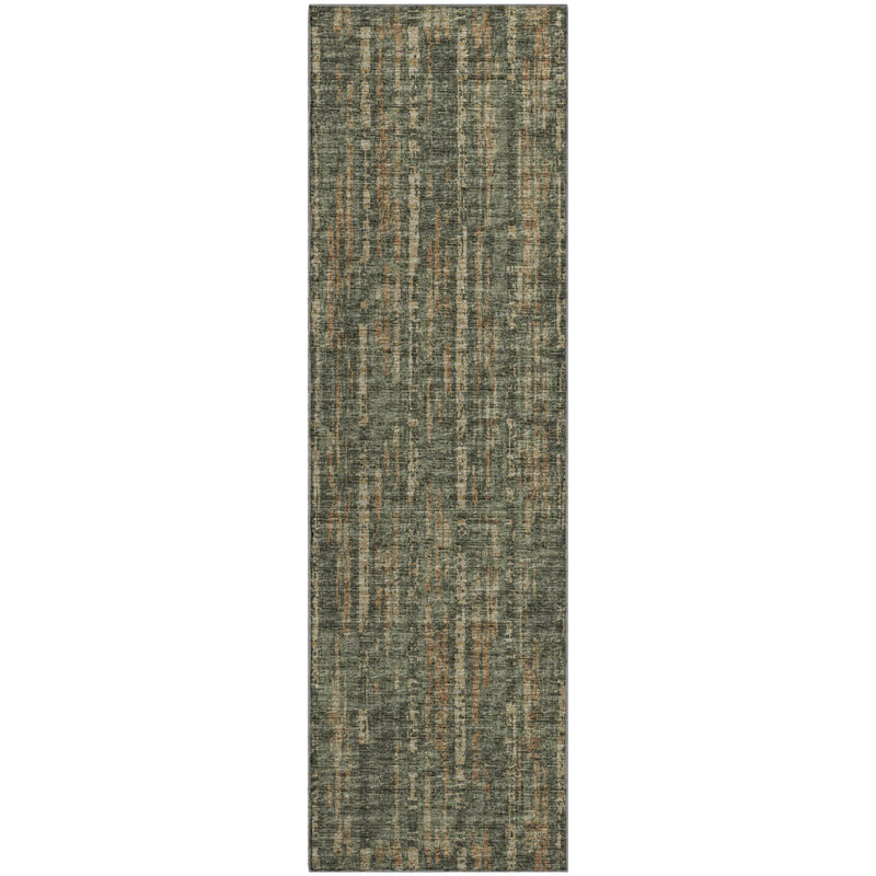 Premium Machine Washable Tiream Green Rug, Runner 2'3" x 7'6"