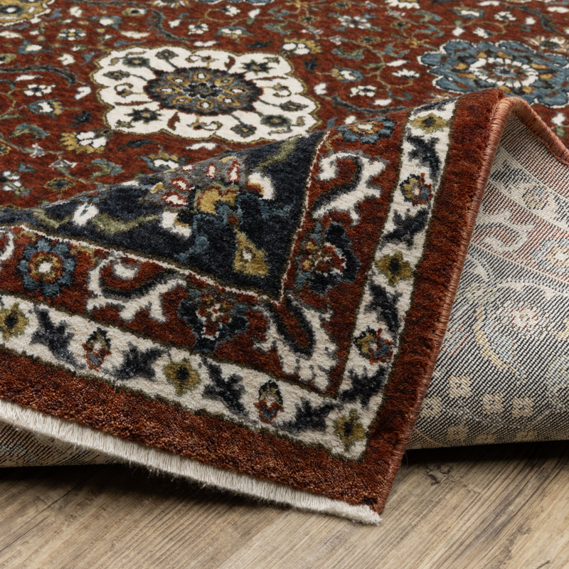 Tapis rouge / bleu marine Sorusch, Rectangle 7 pi 10 po x 10 pi 14 po
