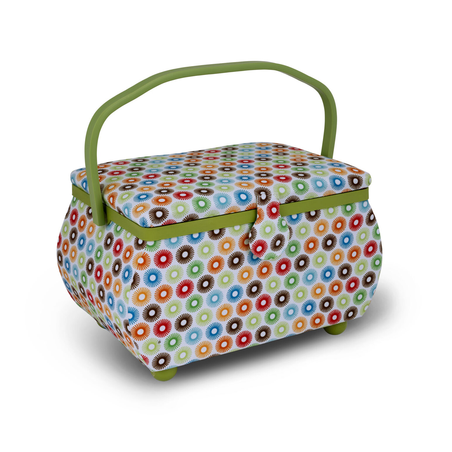 SINGER Large Sewing Basket Dark Teal Polka Dot Print with Matching Zipper  Pouch