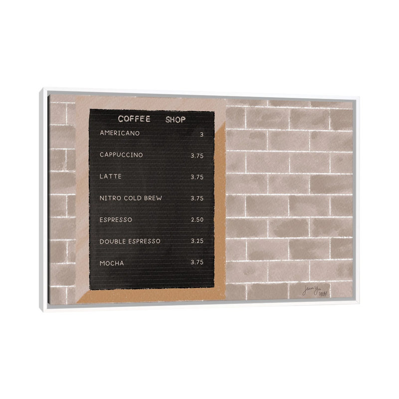 Café menu - reproduction d'art murale - toile encadrée, 40 po x 26 po, Toile avec cadre, Blanc