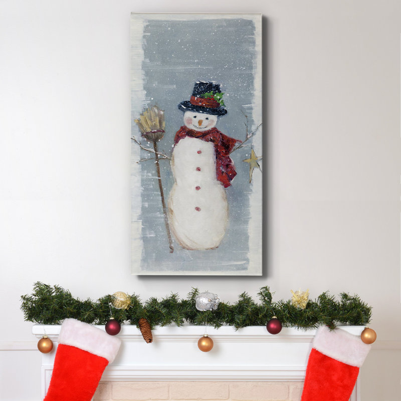 Primitive bonhomme de neige II - Toile tendue avec châssis de qualité supérieure - prête à être accrochée