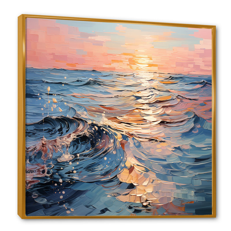 " Sunset Tranquil Ripples ", 30" H x 30" W x 1" D, Gold Floater Framed