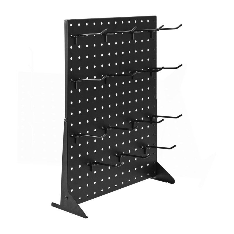 Présentoir en panneau perforé avec 15 crochets, panneau d'affichage noir (1 PCS)