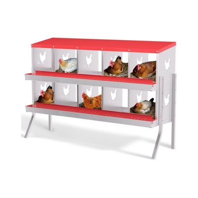 10 boîtes de nidification pour poulet avec pieds (rouge)