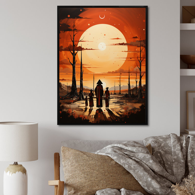 Landel Art amérindien Tribal Vision III, H 32 po x l 16 po x P 1 po, Cadre flottant noir