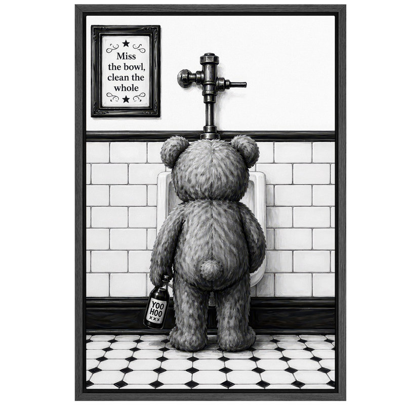 Drôle d'ours en peluche, citation d'humour, impression sur toile, impression sur toile encadrée, H 24 po x l 16 po x P 1,5 po