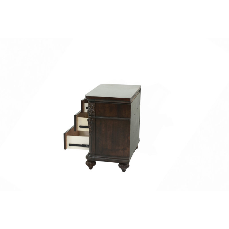 Table de chevet 2 tiroirs avec garniture miroir
