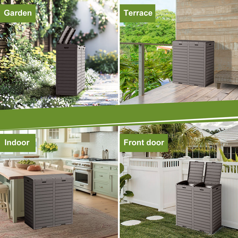 62 Gallon Outdoor Trash Can, Gray