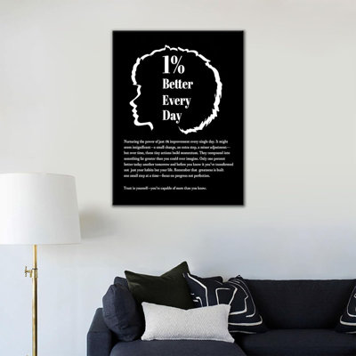 Motivational Canvas Wall Art Inspirational Slogan 1% Better Every Day Office Poster Wall Decor Success Quotes For Modern Home Gym Son Room Classroom Bedroom Stretched And Framed [18''W X 24''H]