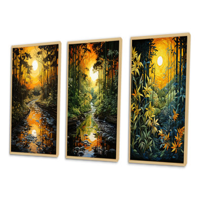 «Asian Art Bamboo Whisper», 3 pièces sur toile