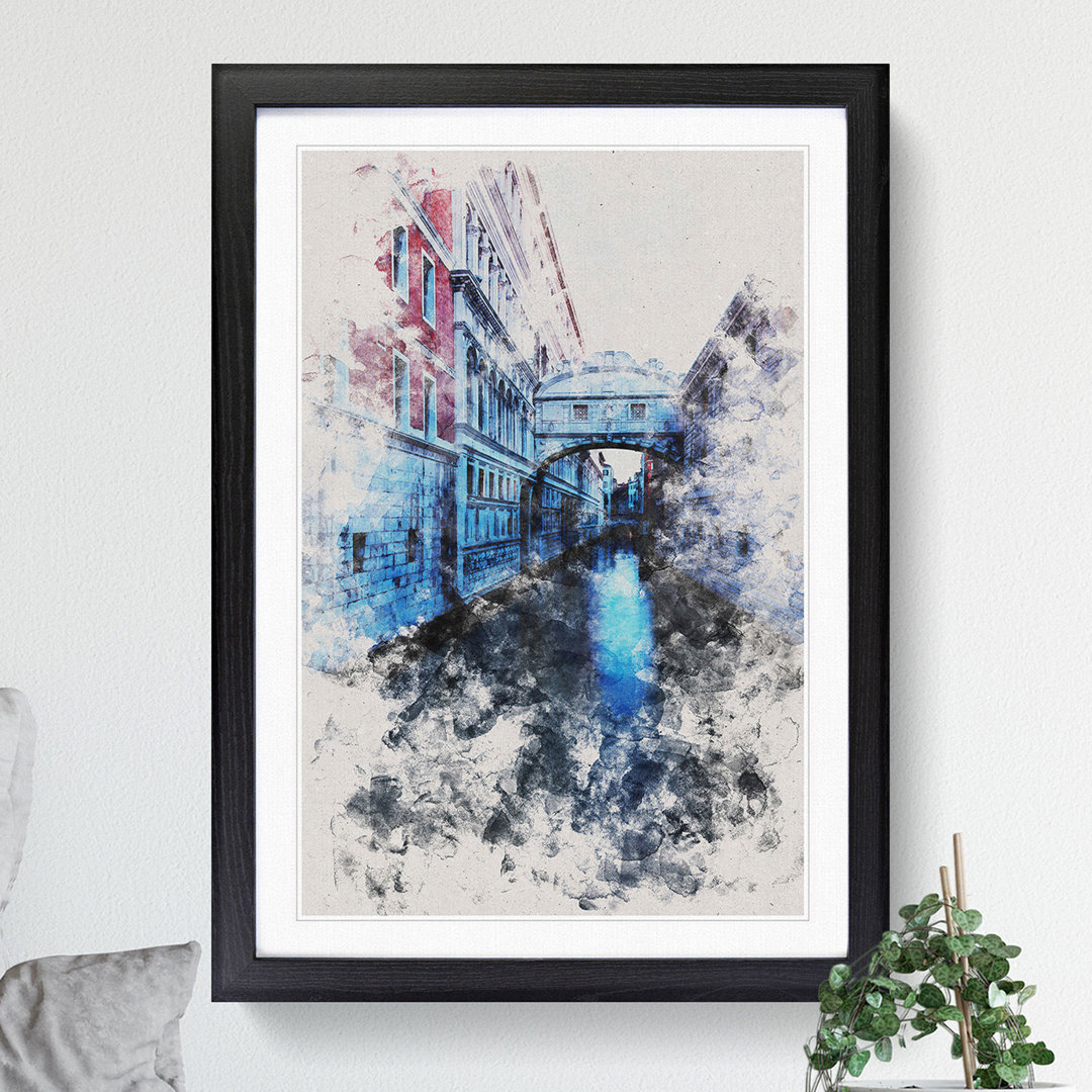 Bridge of Sighs in Venice Italy Watercolour - Picture Frame Graphic Art