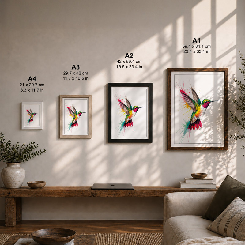 Jewelled Hummingbird Botanical - Print, Unframed, A3 - 42.0 x 29.7 cm