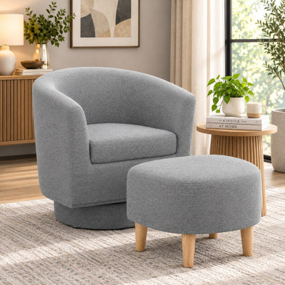  Fauteuil demi-tonneau pivotant avec repose-pieds Sharolynn