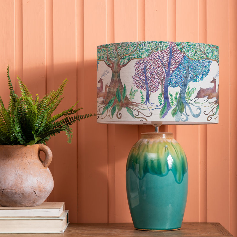Eucalypt Aqua Table Lamp & Willow Woods Eva Shade