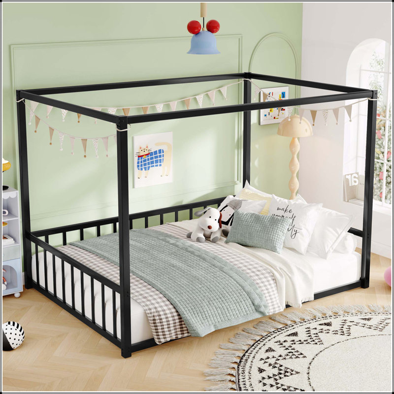 Lit en fer robuste avec rails de protection et conception polyvalente, Double