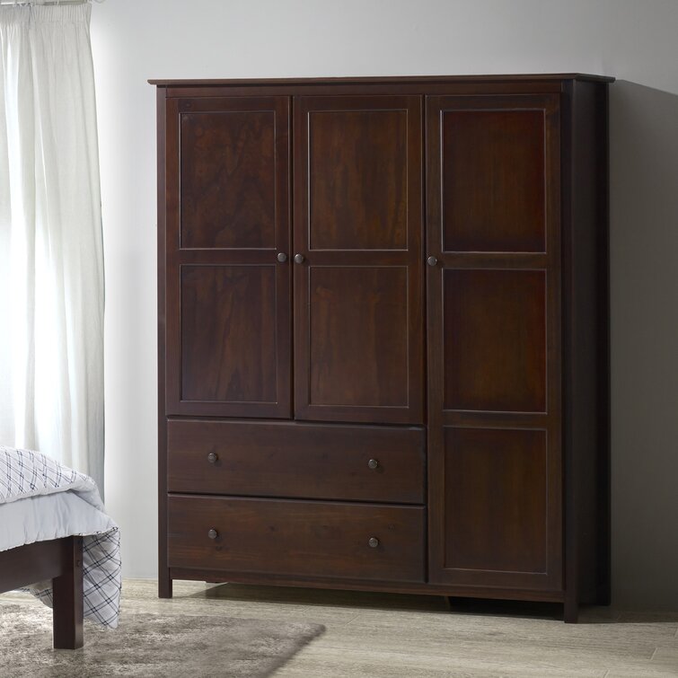 Bedroom Wardrobe Cabinet Storage Armoire in Medium Brown Cherry