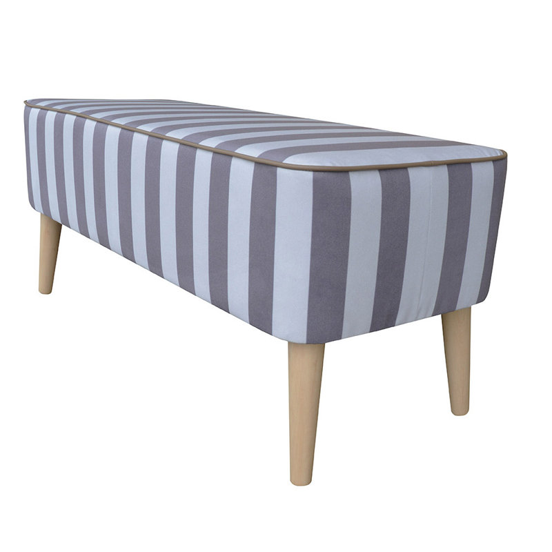 Mr.M Polyester Blend Upholstered Bench, Cream, Beige