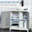 Armoire de rangement pour salle de bain sous le lavabo en gris / blanc