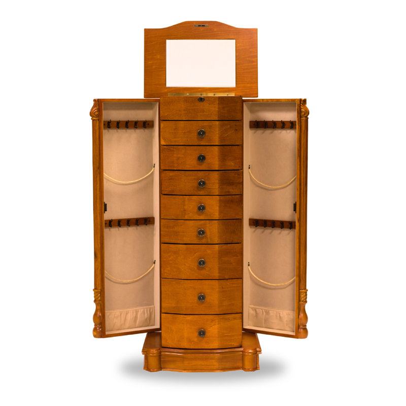 Armoire à bijoux avec miroir Zakhar, Chêne miel