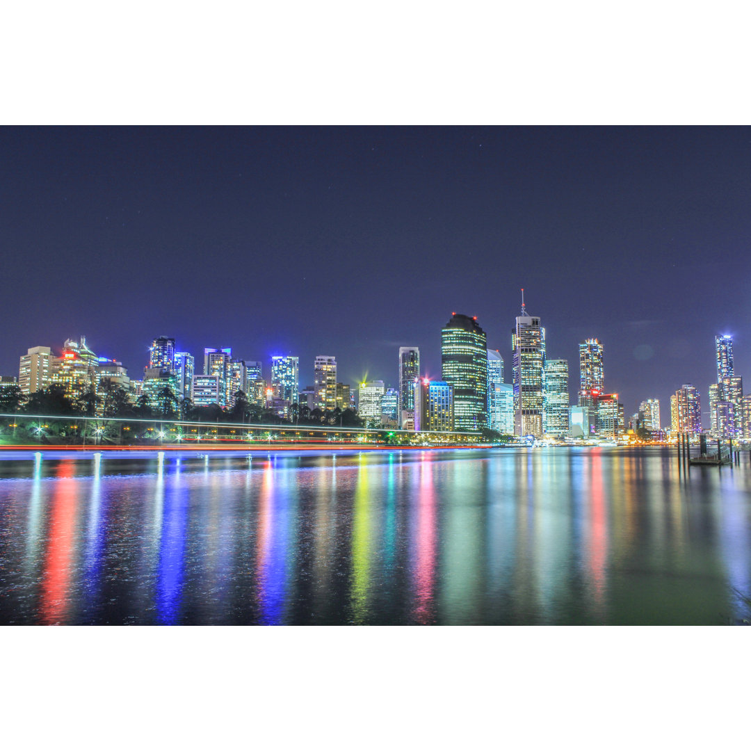 Brisbane Nacht Skyline - Druck