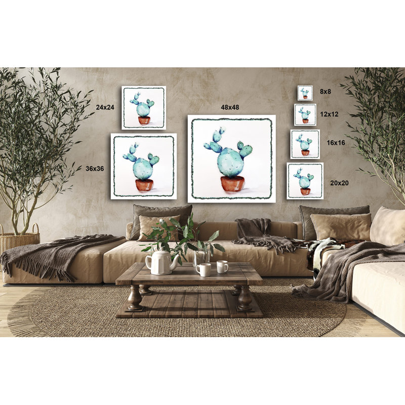 Fleurs de cactus 461 - Impression sur toile tendue, H 8 po x l 8 po x P 1,5 po