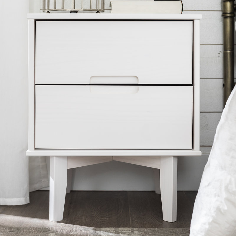 Ulti Solid Wood Bedside Table, White
