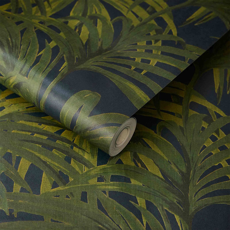 Palmeral Wallpaper, Midnight/Green