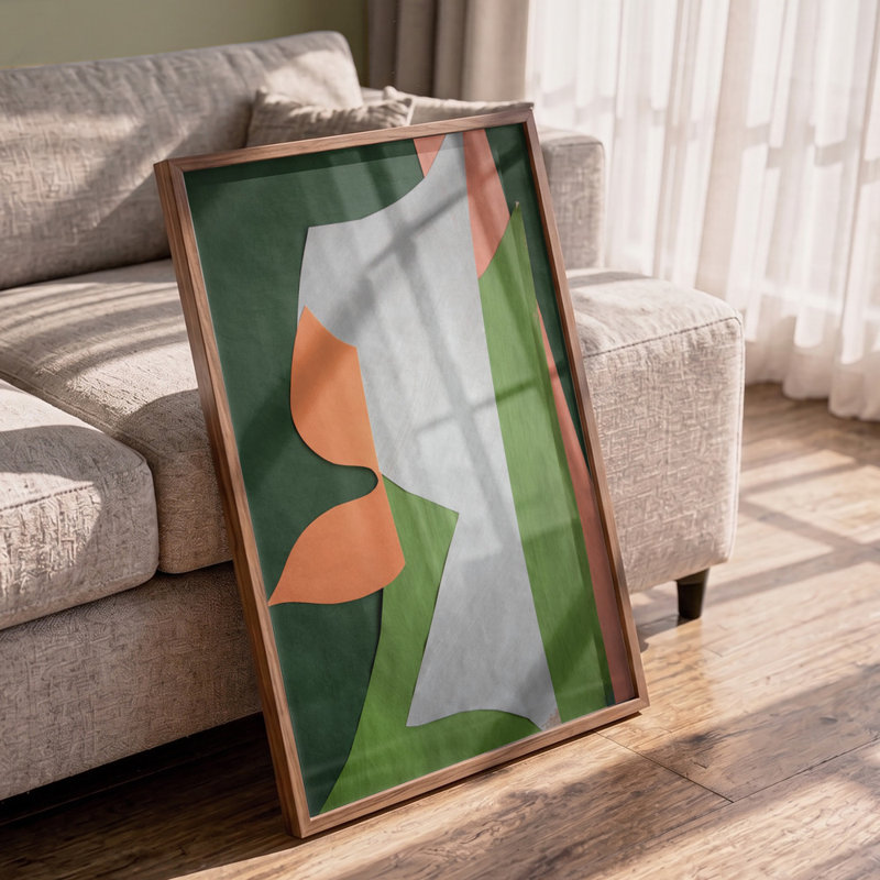 Soft Abstract Forms by Cyrille Gulassa — Abstract Wall Art, 32 × 48, Framed Print, Tan