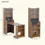 Armoire Mid-Century en noyer de style Mid-Century avec lit à griffer pour chat