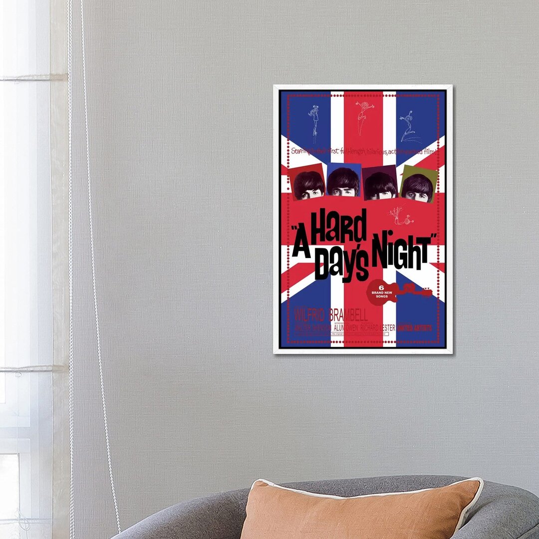 Leinwandbild A Hard Day's Night Film Poster (Union Jack Background) von Radio Days