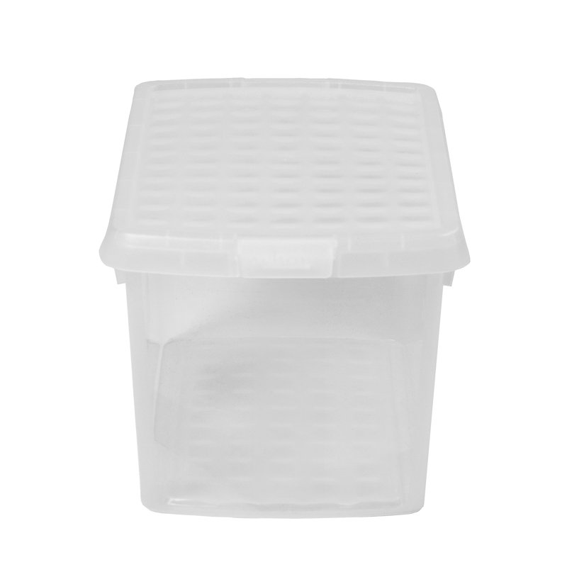 Wham Clip 4x 14L Rectangular Plastic Storage Boxes with Secure Clip Lock Lids Clear/Clear/Clear