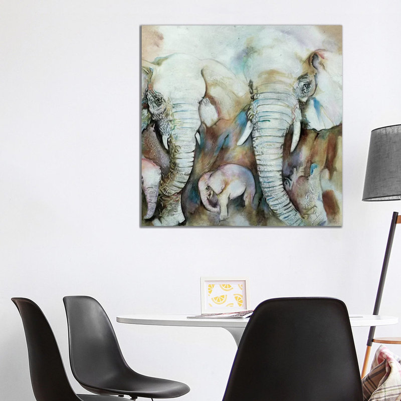 Elefantes by Gabriela Villarreal - Wrapped Canvas Painting, 93.98 cm H x 93.98 cm W x 1.91 cm D