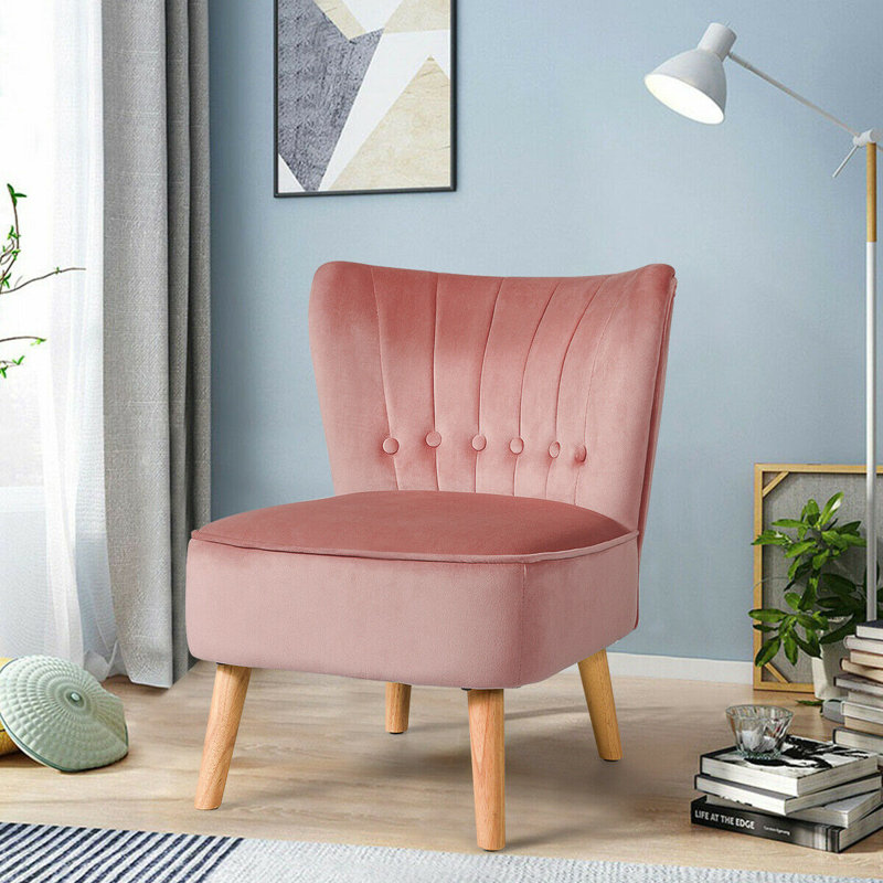 Chaise d'appoint en velours 21,5 po Herron, Velours rose