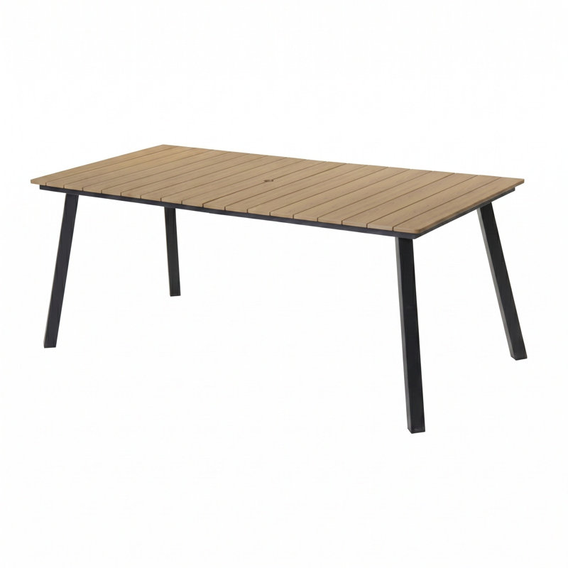 Outdoor Dining Table Collection with Umbrella Hole, All-Weather Foldable & Square Options, 70", Yellow