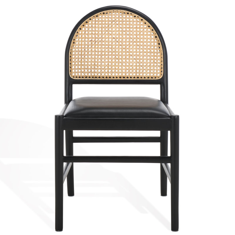 Laylie Leather Upholstered Dining Chair, Black Leather, Black