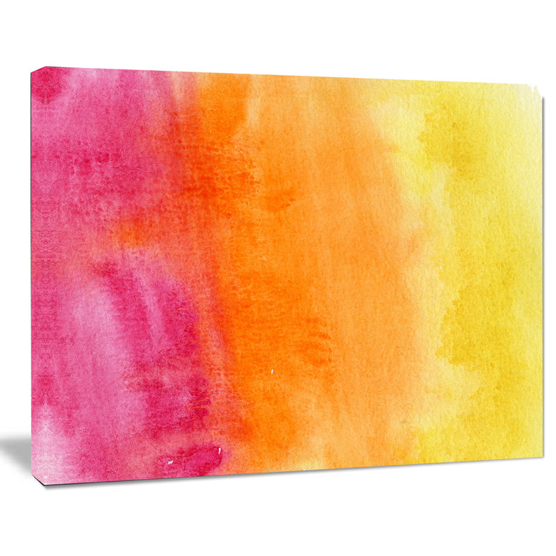 Jaune, mauve et orange abstrait - reproduction d'art sur toile tendue, H 30 po x l 40 po x P 1 po