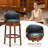 Swivel Bar Stool with Top-Grain Leather Seat, Soft Back, Rubber Wood Frame & Footrest for Kitchen, Dining, or Bar-121559943-121559942