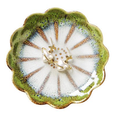 Porte-anneau en céramique de lotus, plateau à bibelot, porte-bijoux, boucles d'oreilles, plat décoratif pour coiffeuse, salle de bain
