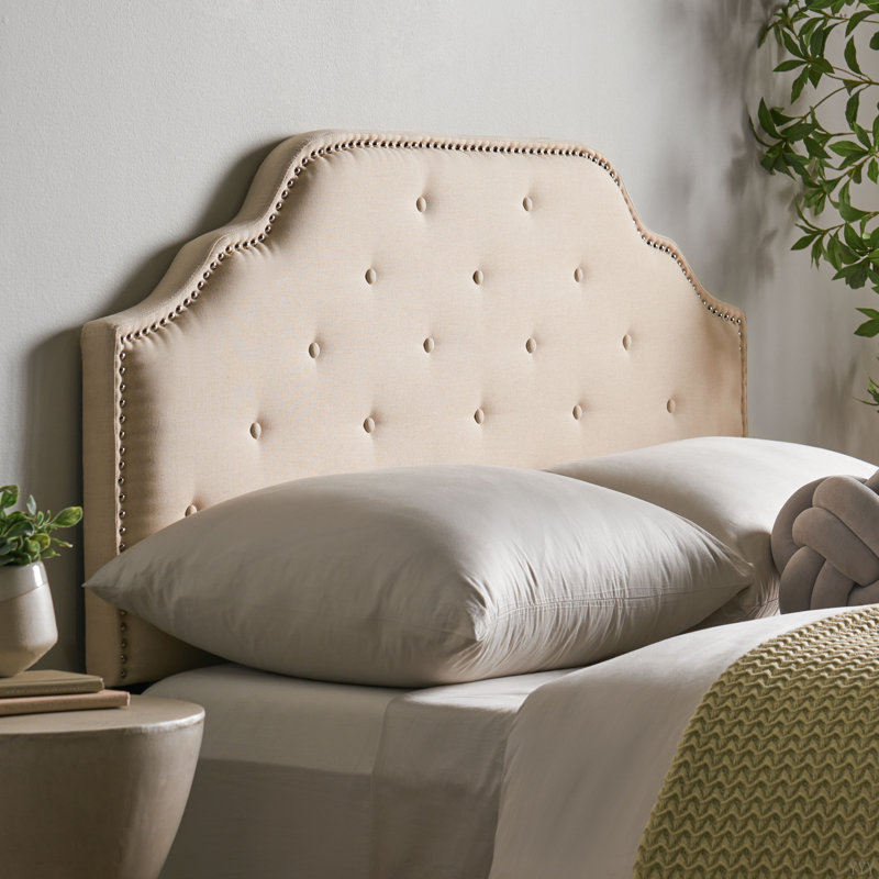 Tufted Upholstered Headboard  Solid Wood Head Board With Durable Metal Legs, Adjustable Height Headboard With Nailhead Trim,Fabric Headboard In Modern Button Tuffted Design