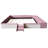 Queen Size Velvet Upholstered Daybed with Stairs & Gas Lift Storage Ottoman, Contrast Color, Padded Guardrails, Pink+White-324897677-324897671