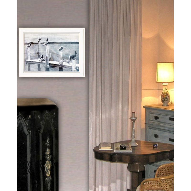 «Birds on a Pier», art mural encadré pour le salon, décoration murale par Bluebird Barn, H 15 po x l 19 po x P 1 po