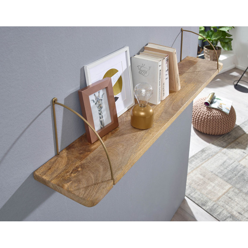 Satsuma Mango Solid Wood Floating Shelf, 25cm H x 100cm W x 22cm D