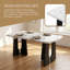 Table de salle à manger de 63 pouces en faux marbre avec base géométrique en MDF-1327564300