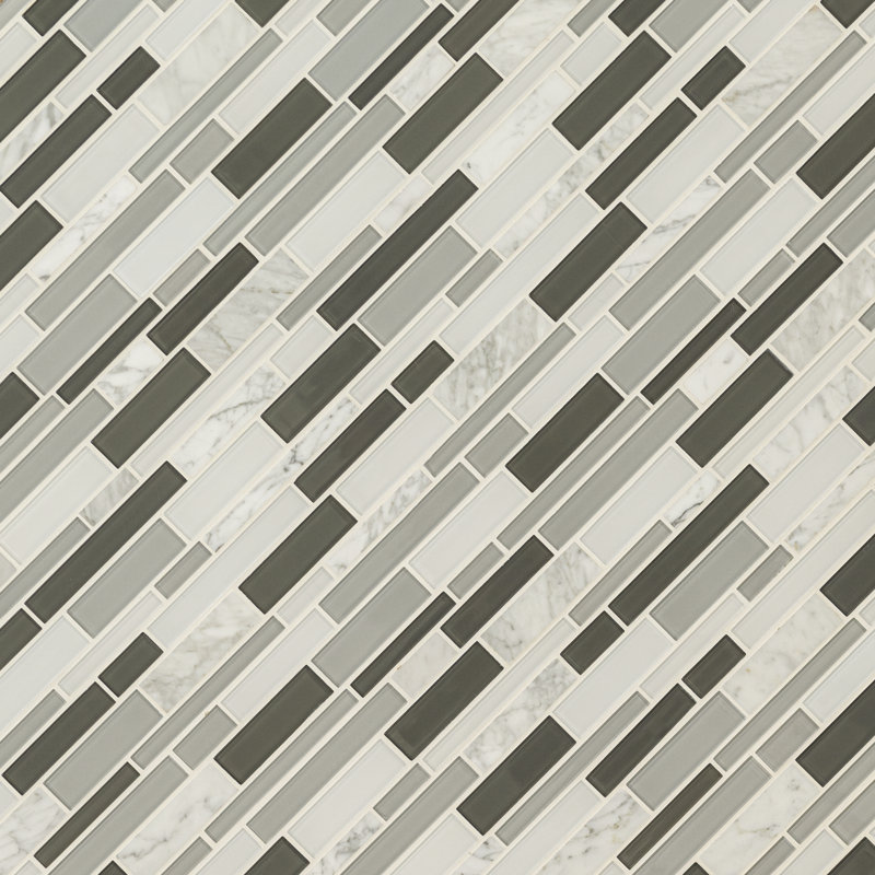 Alurex Interlocking 12 in. x 12 in. Glass Stone Blend Mosaic Wall Tile