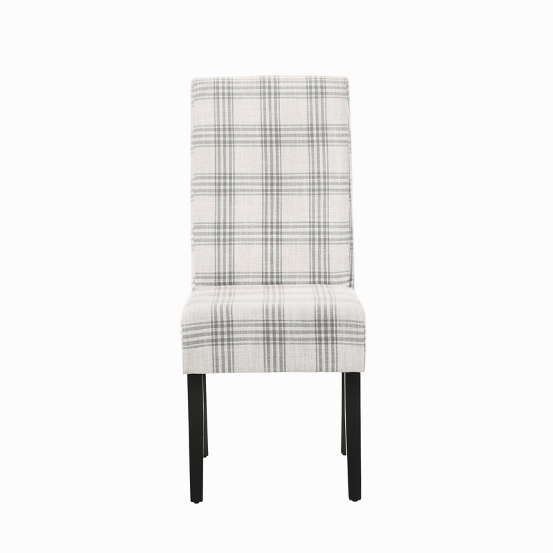 Chaise d'appoint en bois manufacturé, Tissu écossais gris