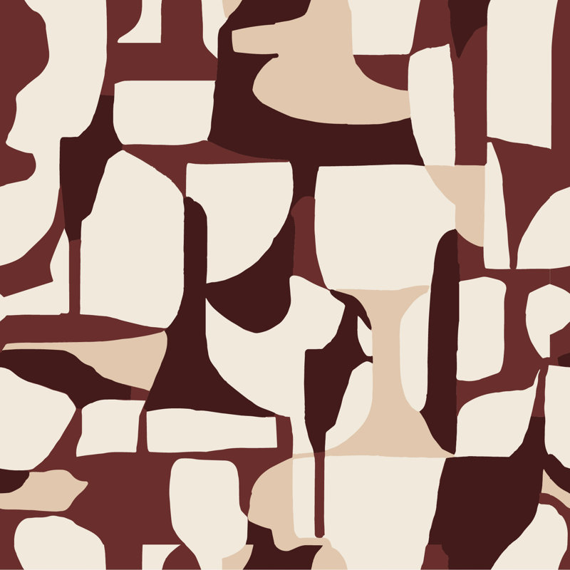 Papier peint abstrait d'attraction, Autoadhésif, Merlot taupe, Papier