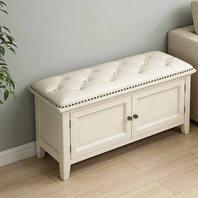 Banc de rangement pour chaussures, Crème, H 17,72 po x l 39,37 po x P 13,78 po