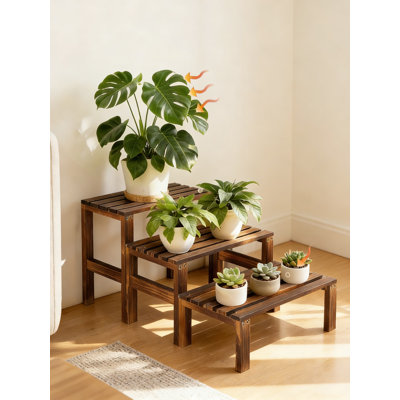 Support pour plante à 3 niveaux en bois pour l'extérieur et l'intérieur