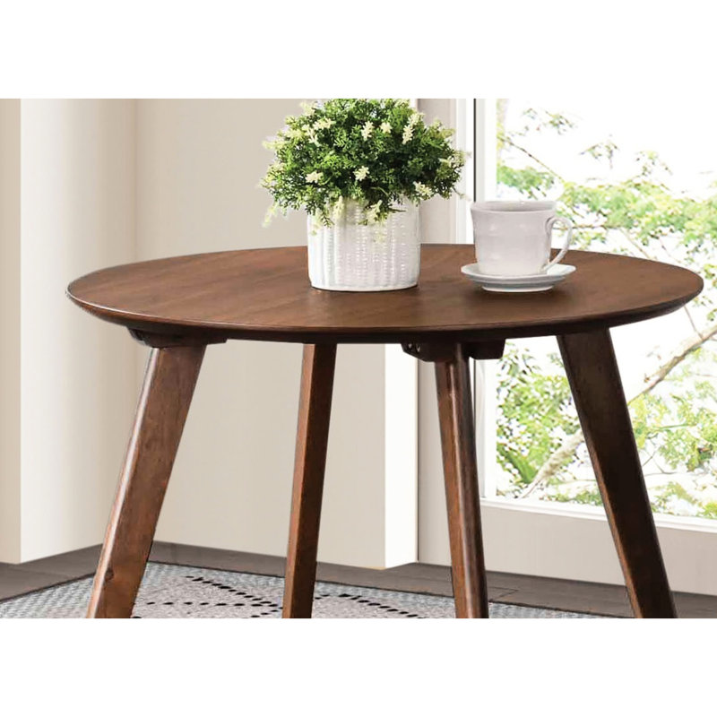 Table d'appoint ronde Mid-Century moderne d'appoint, noyer massif et placage, hauteur de 19,5 po de diamètre, bois à installation simple, bois d'ingénierie x hauteur de 19,5 po